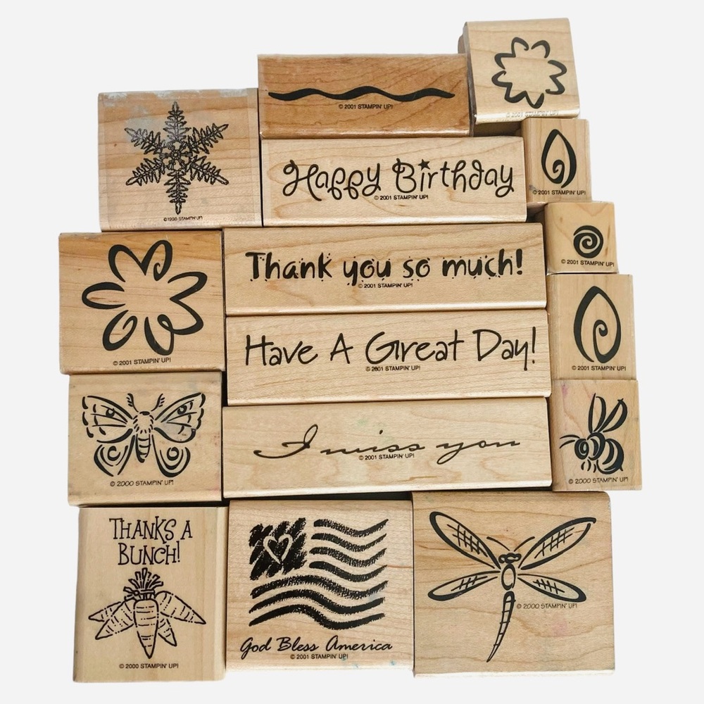 Lot of 16 Stampin’ Up Wooden Stamps